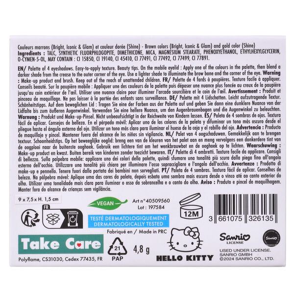 Palette ouverte montrant les nuances vibrantes et la texture lisse des fards
