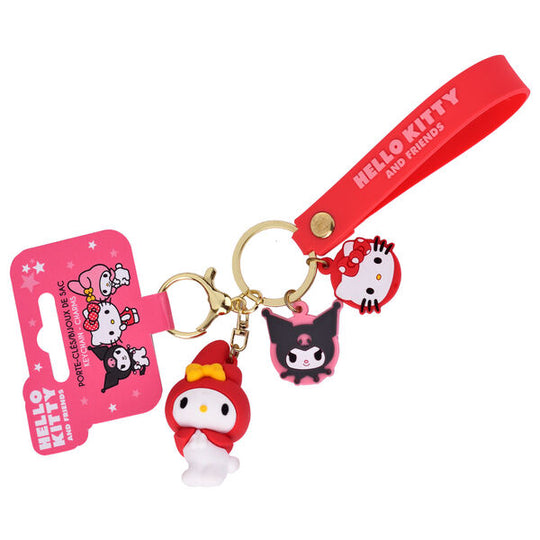 Ensemble de porte-clés Hello Kitty et My Melody assortis présentés sur fond blanc neutre
