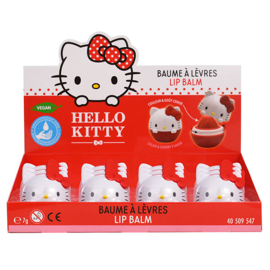Ensemble des quatre images du baume à lèvres Hello Kitty TAKE CARE sous différents angles
