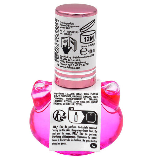 Présentation du flacon Hello Kitty avec logo et motifs assortis