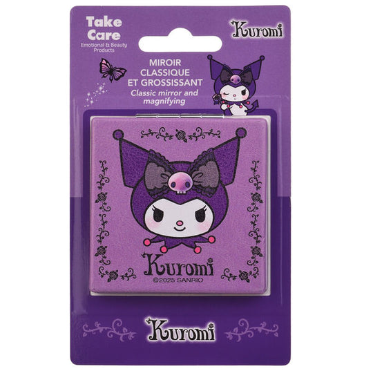 Détail du design Hello Kitty Kuromi sur le miroir de poche TAKE CARE