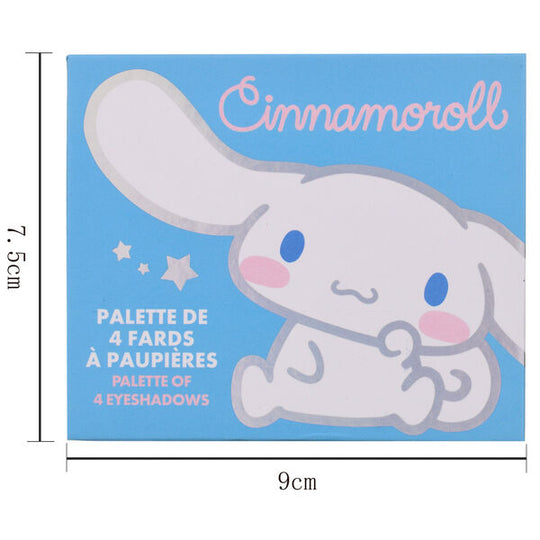 Application de la palette 4 couleurs Hello Kitty Cinnamoroll sur la main montrant la pigmentation
