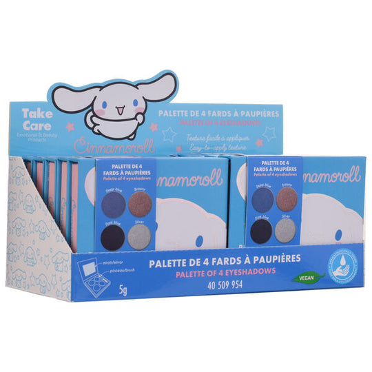 Palette Hello Kitty Cinnamoroll ouverte avec miroir intégré et pinceau inclus