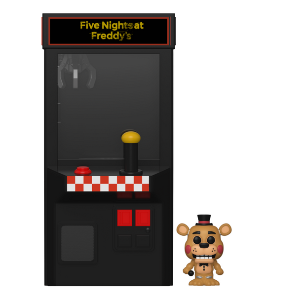 Figurine Bitty POP Arcade Freddy de Five Nights at Freddy's dans son boîtier acrylique rigide, vue de face