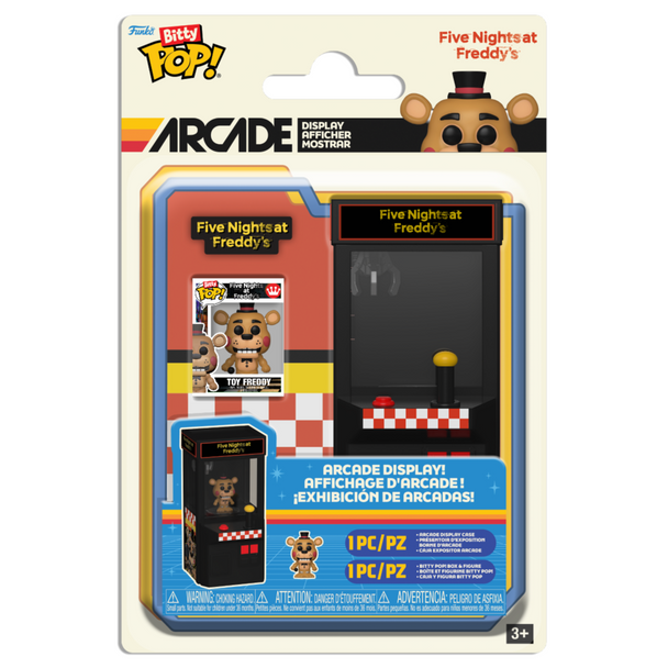 Boîtier de la figurine Bitty POP Arcade Freddy avec socle amovible pour une exposition facile et sécurisée
