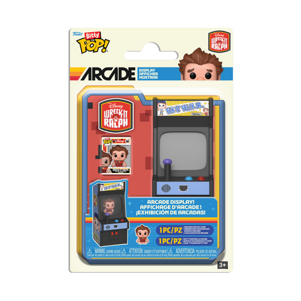 Figurine Bitty POP Arcade Disney Wreck-It Ralph FUNKO dans son boîtier acrylique transparent avec socle amovible
