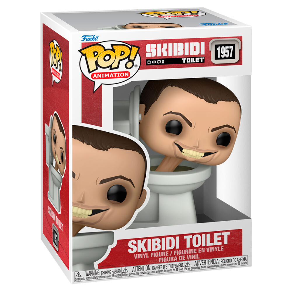 Vue rapprochée de la figurine Funko POP Skibidi Toilet montrant les détails précis et les couleurs vives