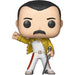 Vue latérale de la figurine Funko POP Freddie Mercury avec micro, représentant le concert de Wembley 1986