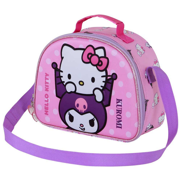 Détail de la bandoulière ajustable et de la sangle arrière pour trolley du sac Hello Kitty isotherme