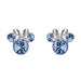 Boucles d'oreilles Disney Minnie en argent avec pierre violette de décembre présentées sur fond blanc