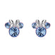 Boucles d'oreilles Disney Minnie en argent avec pierre violette de décembre présentées sur fond blanc