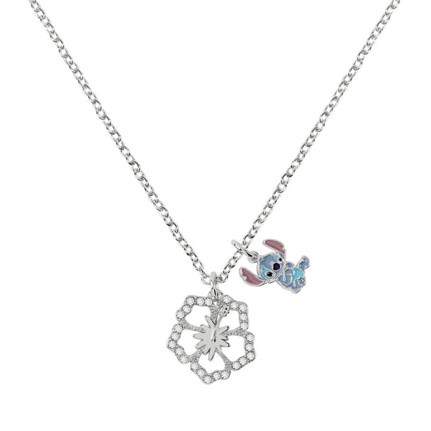 Collier Disney Stitch avec chaîne argentée et pendentif Stitch détaillé sur fond blanc