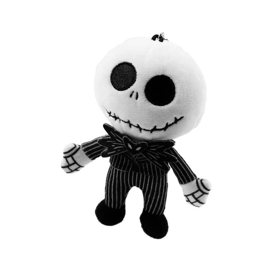 Vue latérale du porte-clés peluche Jack Skellington montrant la qualité des coutures