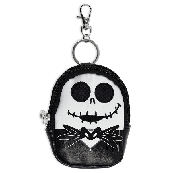 Porte-clés sac à dos miniature Jack Skellington en 3D avec fermeture éclair et anneau mousqueton