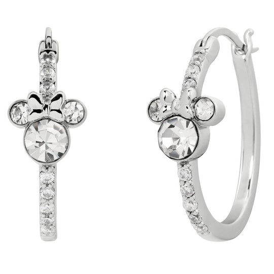 Boucles d'oreilles créoles argentées PEERS HARDY avec pierres colorées et motif Minnie Mouse