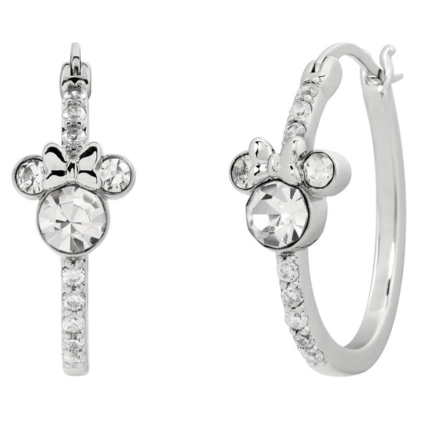 Boucles d'oreilles créoles argentées PEERS HARDY avec pierres colorées et motif Minnie Mouse