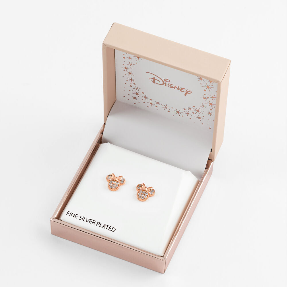 Vue latérale des boucles d'oreilles Minnie Mouse signées PEERS HARDY en or rose