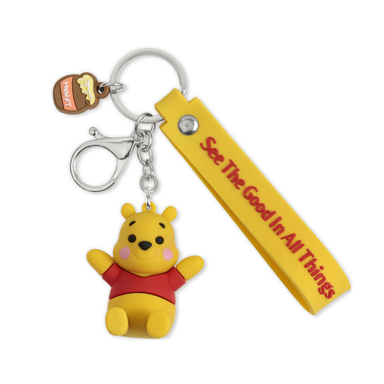 Porte-clés Winnie l'Ourson Disney en vinyle 3D avec lanière thématique jaune et rouge PEERS HARDY