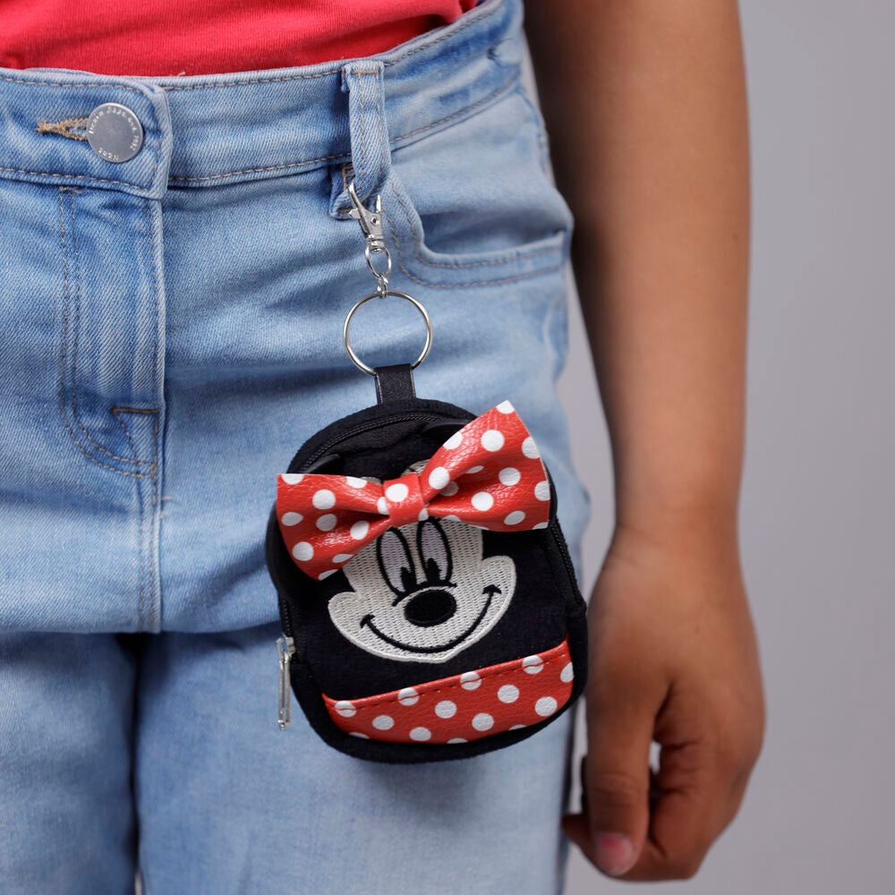 Porte-clés mini sac à dos Minnie Mouse avec anneau mousqueton en métal robuste