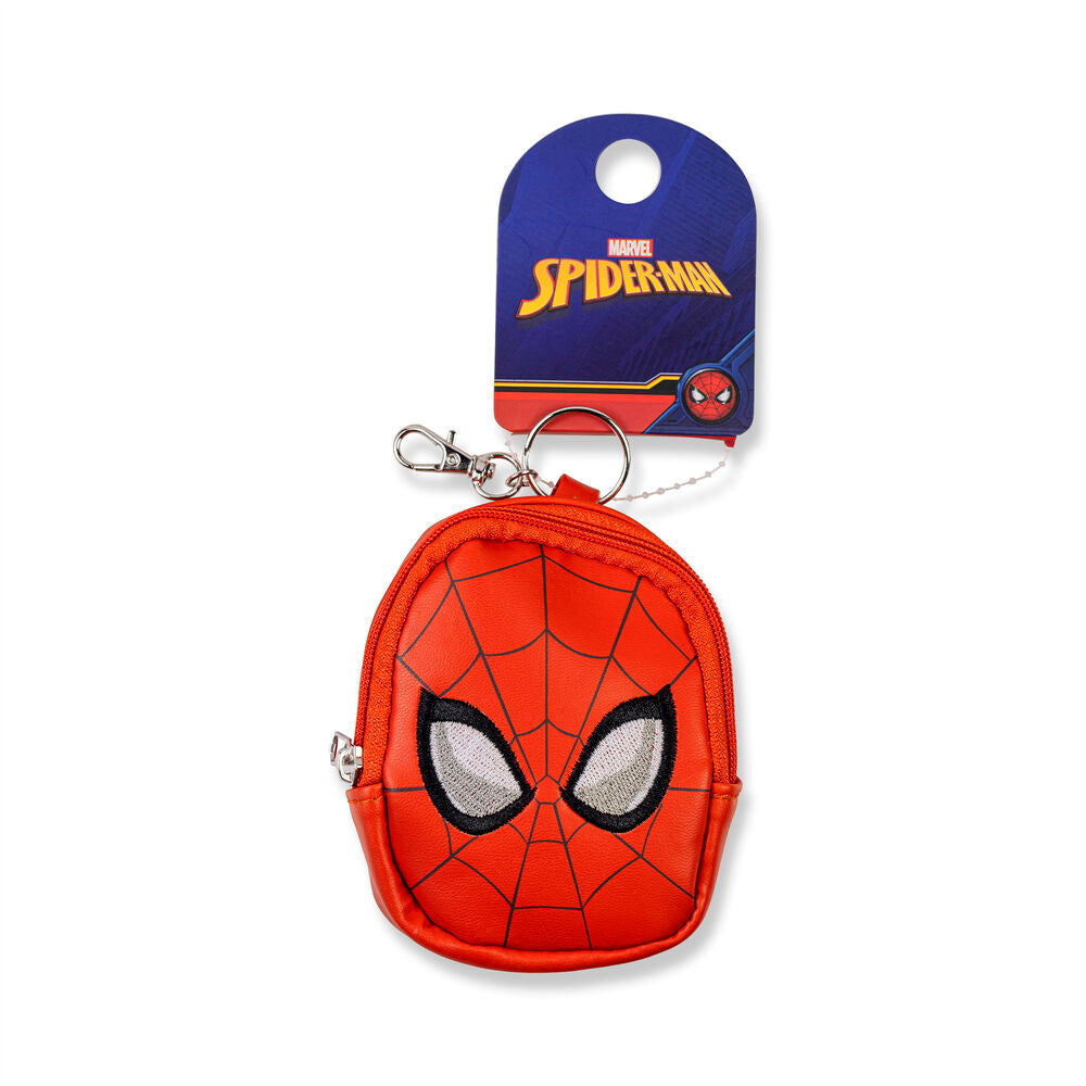 Mini sac à dos Spiderman 3D rouge et bleu avec fermeture éclair sur un porte-clés PEERS HARDY