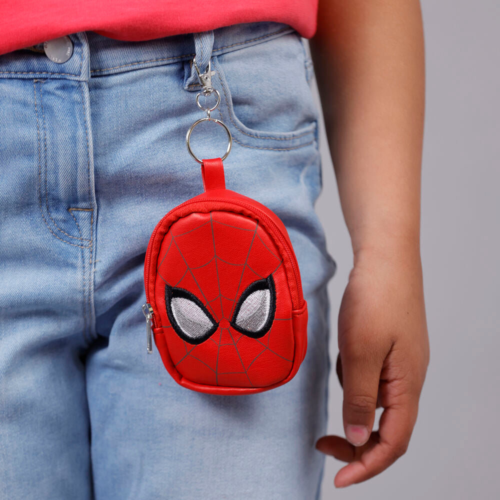 Porte-clés en forme de mini sac à dos Spiderman avec anneau lobster métallique robuste