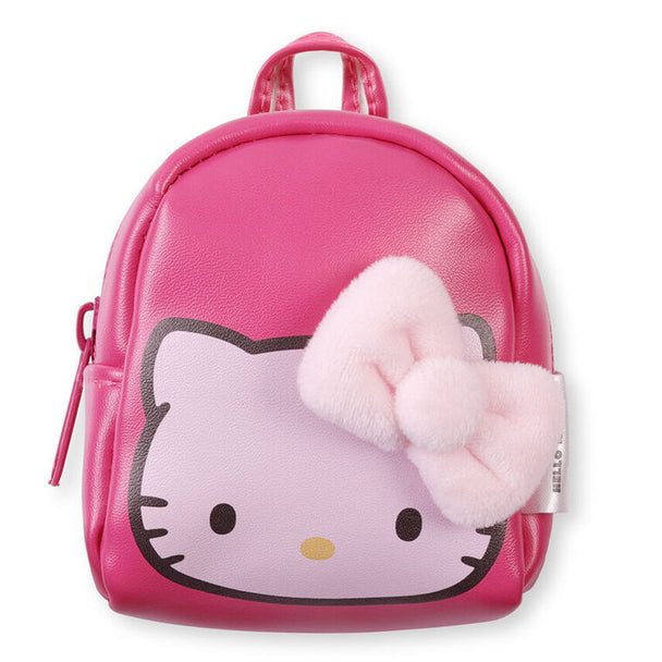 Porte-clés sac à dos Hello Kitty mini avec nœud 3D rouge et fermeture éclair visible