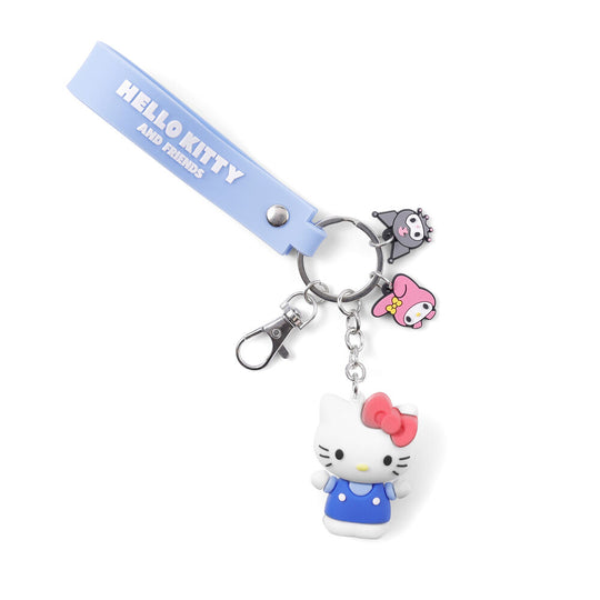 Porte-clés Hello Kitty & Friends avec breloques Hello Kitty, My Melody et Kuromi sur fond blanc