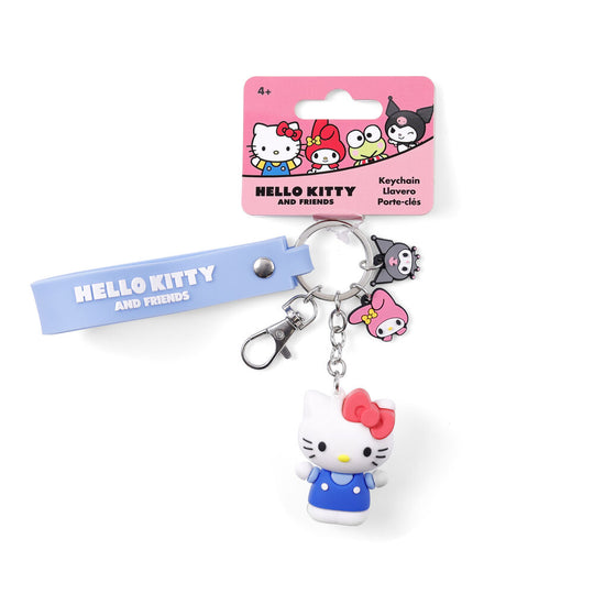 Détail du bracelet robuste du porte-clés Hello Kitty & Friends avec texte décoratif en gros plan