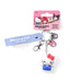 Détail du bracelet robuste du porte-clés Hello Kitty & Friends avec texte décoratif en gros plan