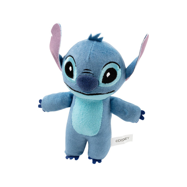 Vue latérale du porte-clés Stitch avec son anneau métallique brillant prêt à accrocher vos clés