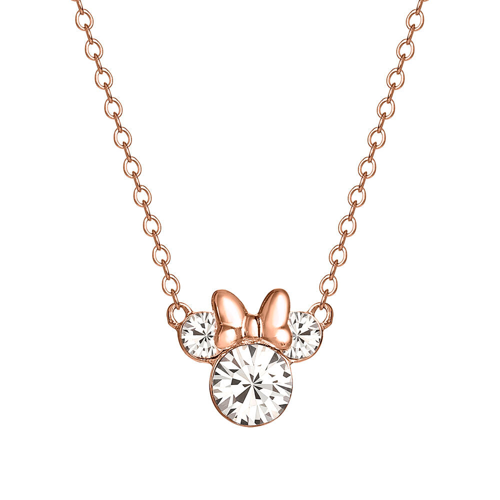 Vue rapprochée des détails en cristal clair du collier Disney Minnie PEERS HARDY