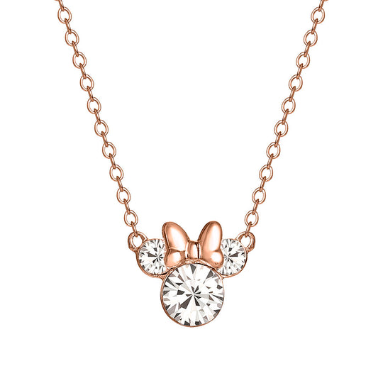 Vue rapprochée des détails en cristal clair du collier Disney Minnie PEERS HARDY
