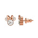 Boucles d'oreilles Disney Minnie plaqué or ornées de cristaux brillants présentées sur support noir