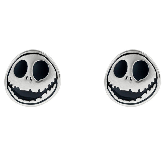 Boucles d'oreilles plaquées argent avec Jack Skellington de Nightmare Before Christmas vue de face