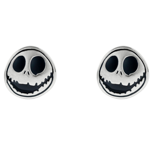 Boucles d'oreilles plaquées argent avec Jack Skellington de Nightmare Before Christmas vue de face