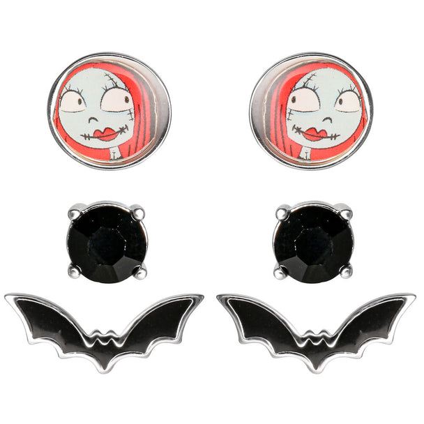 Boucles d'oreilles chauve-souris noires émaillées du set Nightmare Before Christmas PEERS HARDY