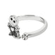 Bague spirale argentée avec Jack Skellington et pierre claire vue de face sur fond blanc