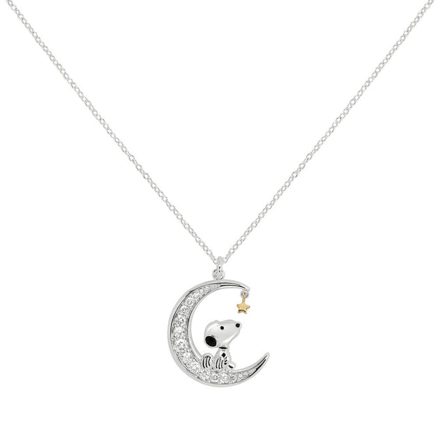 Collier Peanuts Moon avec pendentif lune scintillant et Snoopy sur chaîne réglable