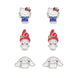 Set de trois paires de boucles d'oreilles Hello Kitty & Friends en argent plaqué avec designs Cinnamoroll, My Melody et Hello Kitty