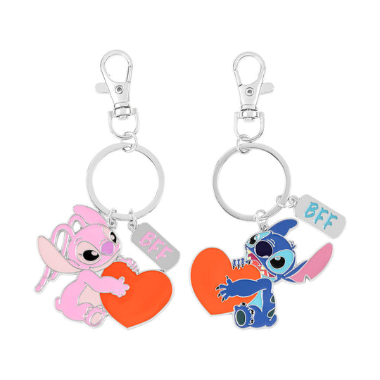 Porte-clé Stitch Disney Minnie avec cœur rouge et mousqueton argenté sur fond blanc
