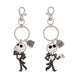 Porte-clé argenté avec pendentif Jack Skellington du film Disney Nightmare Before Christmas sur fond blanc