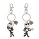 Porte-clé argenté avec pendentif Jack Skellington du film Disney Nightmare Before Christmas sur fond blanc