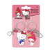 Set de deux porte-clés Hello Kitty et My Melody par PEERS HARDY, montrant les personnages avec des pendentifs en forme de cœur BFF.