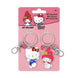 Set de deux porte-clés Hello Kitty et My Melody par PEERS HARDY, montrant les personnages avec des pendentifs en forme de cœur BFF.