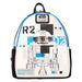 Zoom sur le design R2-D2 du sac à dos Loungefly Star Wars 26 cm