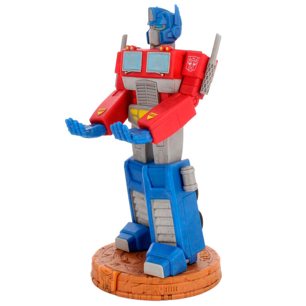 Vue rapprochée du visage détaillé du support Optimus Prime Cable Guy