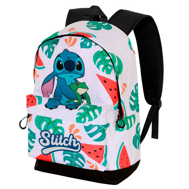 Photo détaillée du compartiment principal spacieux du sac à dos Stitch avec fermeture éclair solide