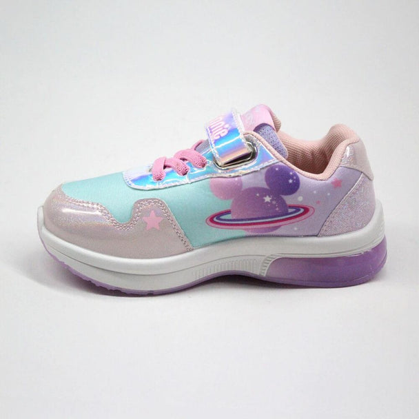 Détail des matériaux PU, polyester et PVC des chaussures Disney Minnie Lights Sports CERDÁ