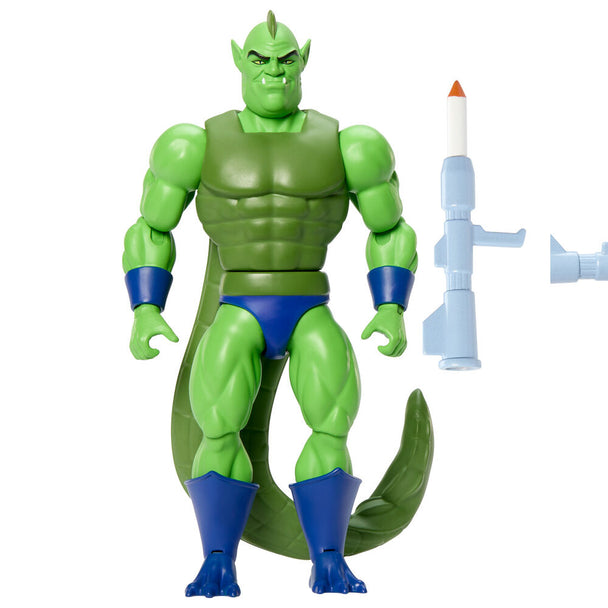 Figurine articulée Whiplash de la collection Masters of the Universe Origins par MATTEL, emballage visible.