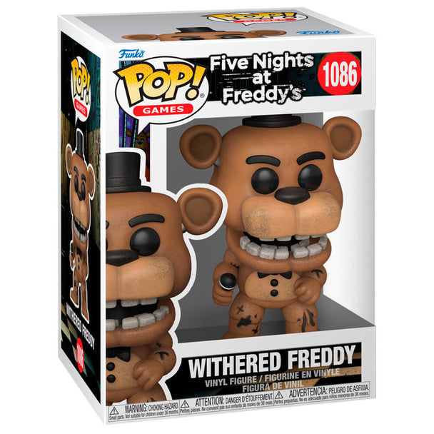 Figurine POP FUNKO Withered Freddy de Five Nights at Freddy's vue de face avec détails usés et expression effrayante